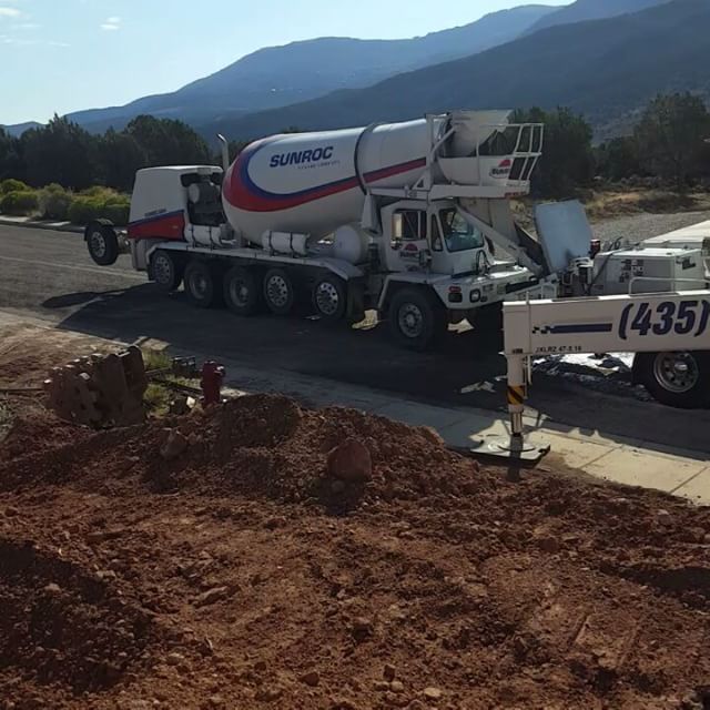 Sunroc truck pouring concrete into the hopper
